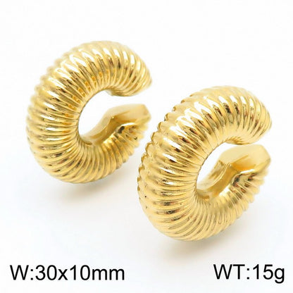 1 Pair Vintage Style U Shape Geometric Plating Titanium Steel 18K Gold Plated Ear Cuffs