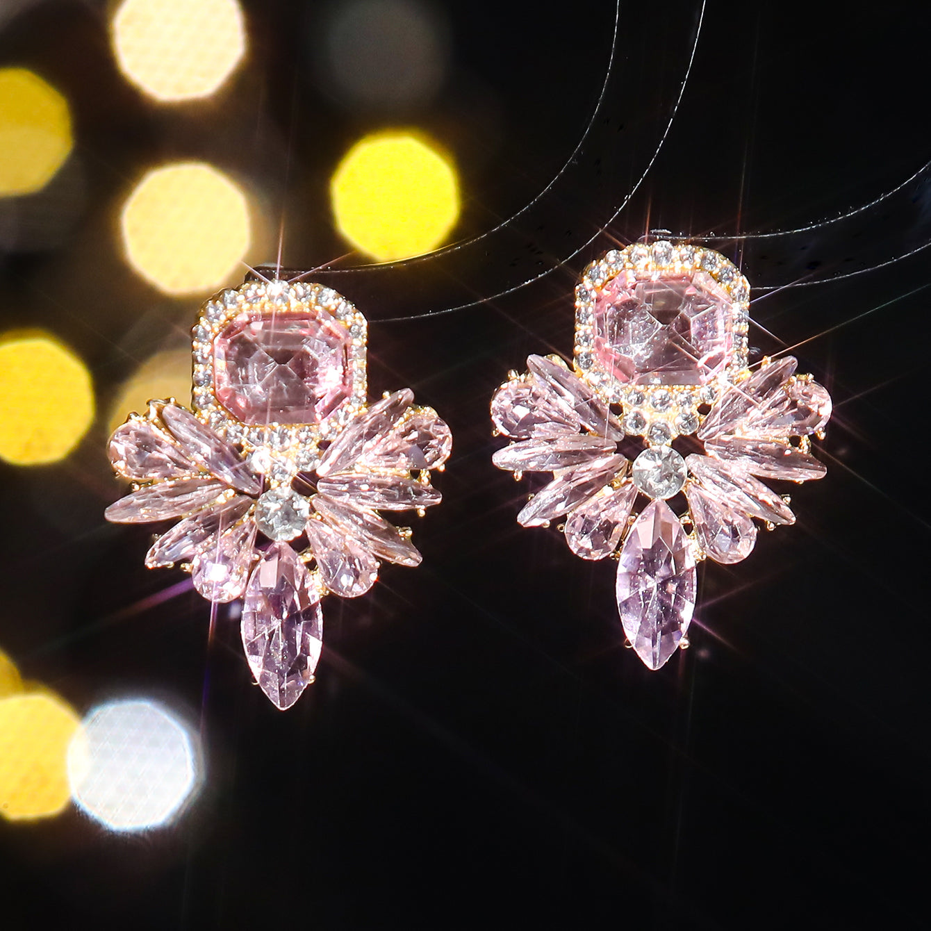 1 Pair Shiny Butterfly Inlay Alloy Rhinestones Zircon Drop Earrings