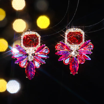 1 Pair Shiny Butterfly Inlay Alloy Rhinestones Zircon Drop Earrings