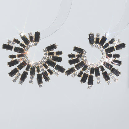 1 Pair Elegant Geometric Inlay Alloy Rhinestones Zircon Drop Earrings