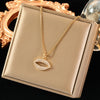 Simple Style Lips Stainless Steel Brass Plating Inlay Zircon 18k Gold Plated Pendant Necklace