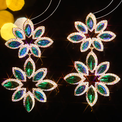 1 Pair Casual Shiny Geometric Inlay Alloy Rhinestones Zircon Drop Earrings