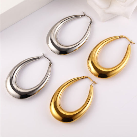 1 Pair Casual Classic Style U Shape Plating Stainless Steel Hoop Earrings