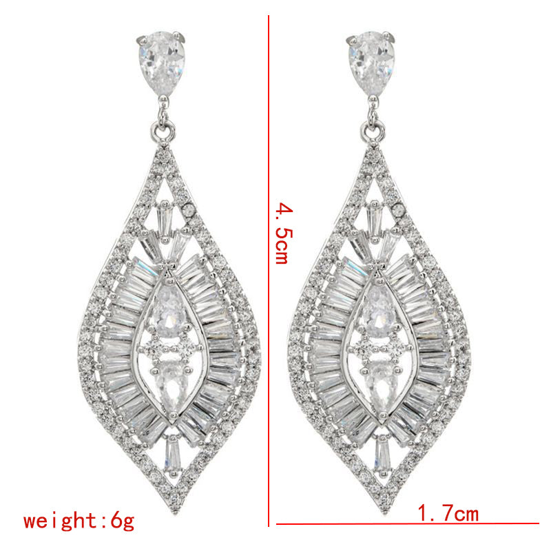 1 Pair Casual Exaggerated Geometric Plating Copper Zircon White Gold Plated Drop Earrings