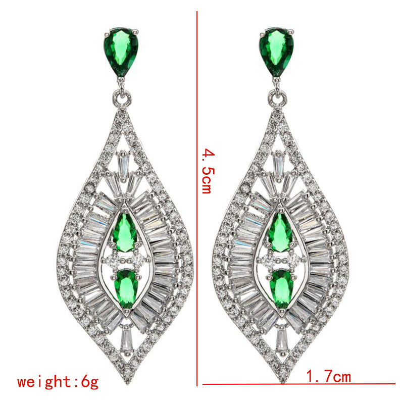 1 Pair Casual Exaggerated Geometric Plating Copper Zircon White Gold Plated Drop Earrings