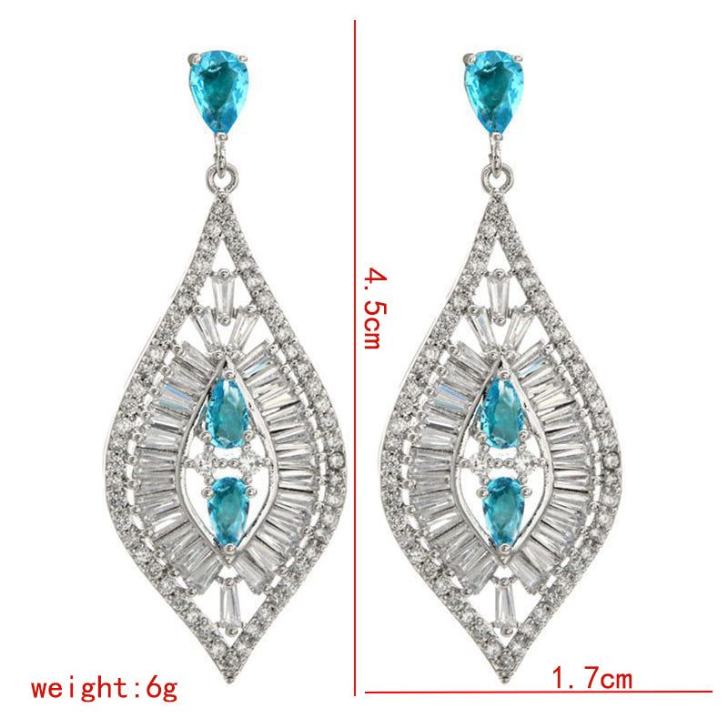 1 Pair Casual Exaggerated Geometric Plating Copper Zircon White Gold Plated Drop Earrings