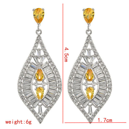 1 Pair Casual Exaggerated Geometric Plating Copper Zircon White Gold Plated Drop Earrings