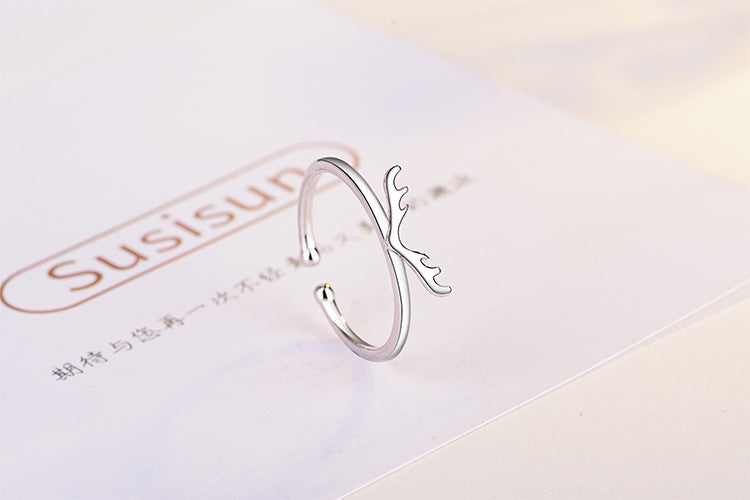 Simple Style Antlers Copper Plating Adjustable Ring