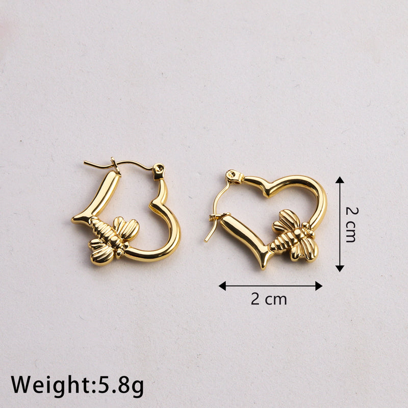 1 Pair Casual Classic Style Commute Heart Shape Twist Plating Stainless Steel Gold Plated Earrings