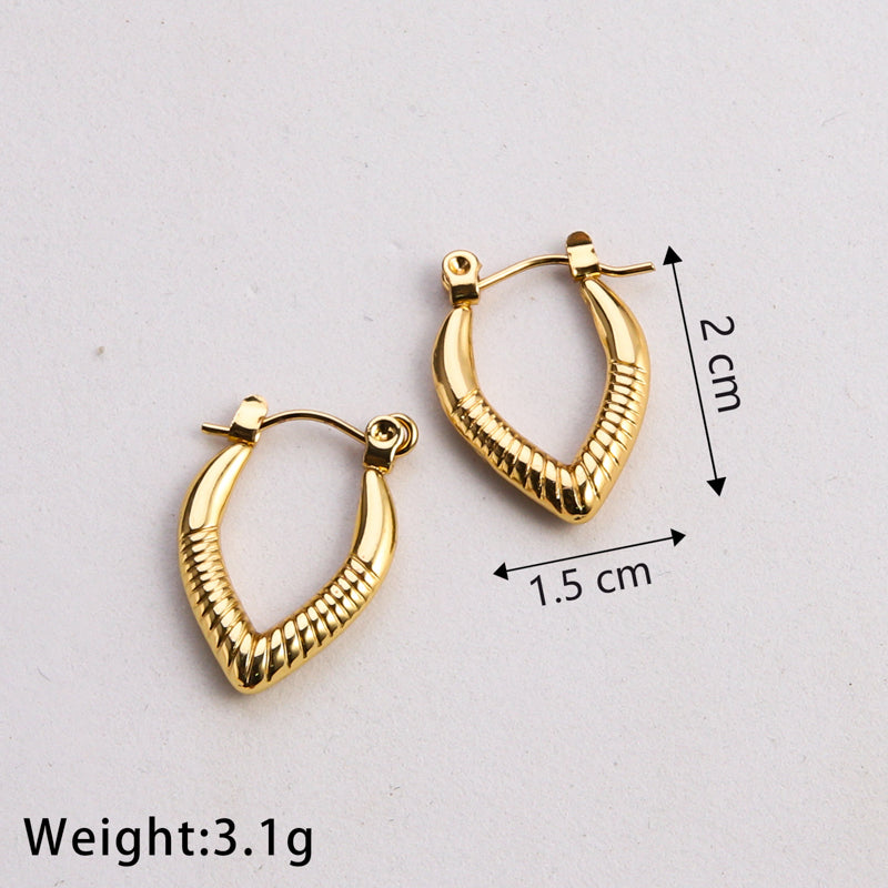 1 Pair Casual Classic Style Commute Heart Shape Twist Plating Stainless Steel Gold Plated Earrings