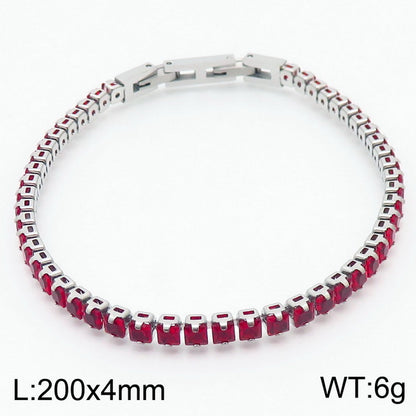 Elegant Shiny Square Oval Titanium Steel Plating Inlay Zircon 18k Gold Plated Bracelets