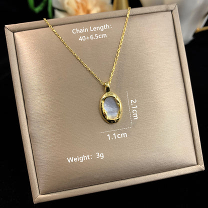 Elegant Letter Moon Stainless Steel Copper Plating Inlay Zircon 14k Gold Plated 18k Gold Plated Silver Plated Pendant Necklace