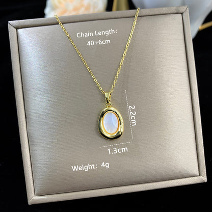 Elegant Letter Moon Stainless Steel Copper Plating Inlay Zircon 14k Gold Plated 18k Gold Plated Silver Plated Pendant Necklace