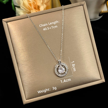 Elegant Letter Moon Stainless Steel Copper Plating Inlay Zircon 14k Gold Plated 18k Gold Plated Silver Plated Pendant Necklace