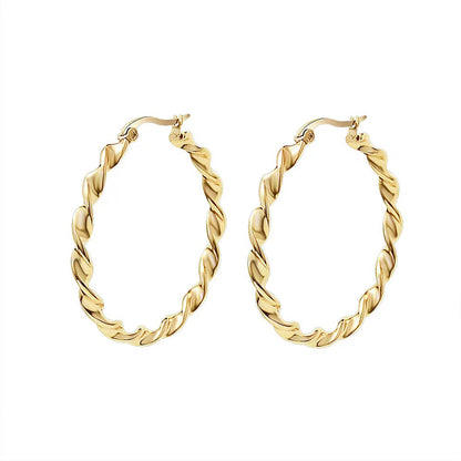 1 Pair Lady Simple Style Round Plating Stainless Steel Gold Plated Earrings