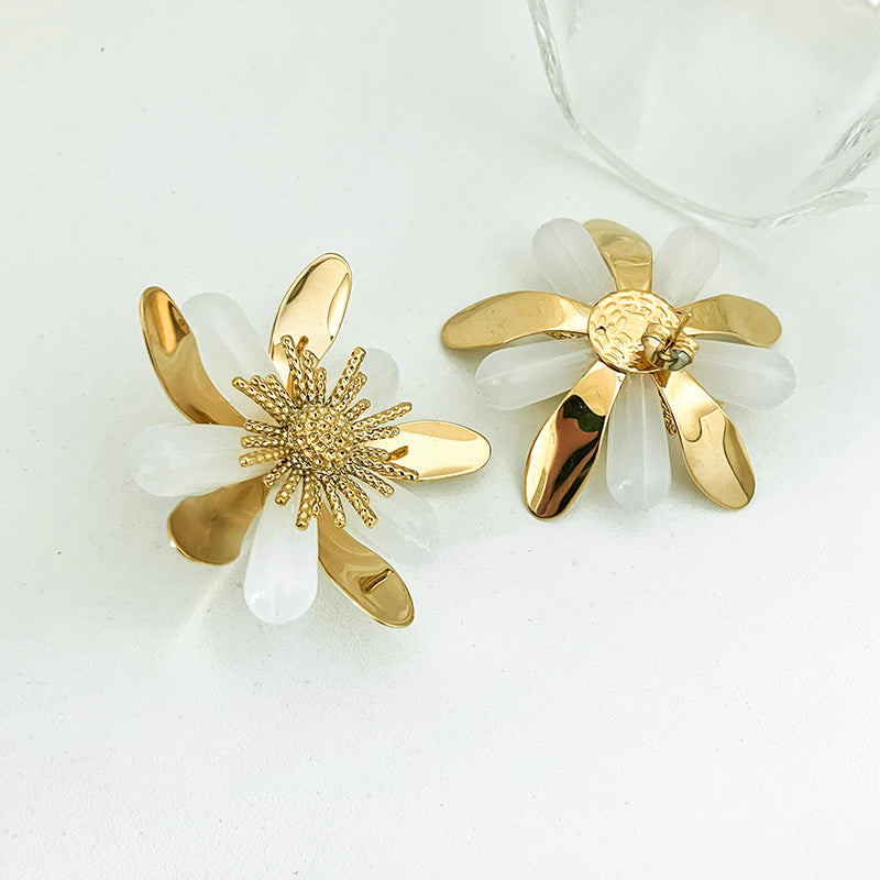 1 Pair Elegant Lady Streetwear Flower Plating Stainless Steel Gold Plated Ear Studs