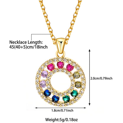 Elegant Simple Style Round Square Stainless Steel Beaded Plating Inlay Zircon 18k Gold Plated Pendant Necklace