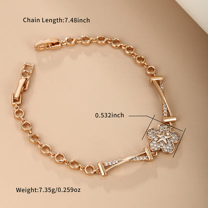 Xuping Sweet Simple Style Flower 18k Gold Plated Artificial Diamond Alloy Wholesale Bracelets