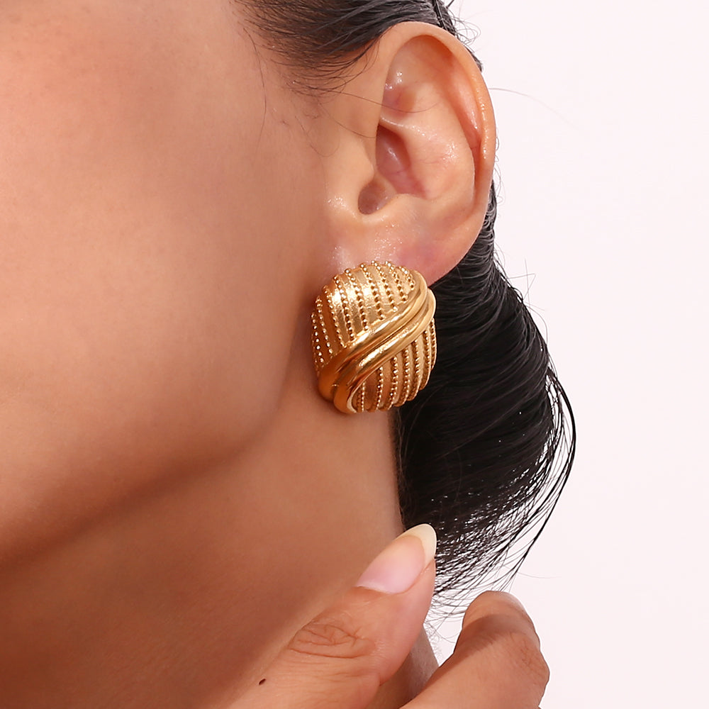 1 Pair Vintage Style Simple Style Geometric Plating Stainless Steel 18k Gold Plated Ear Studs