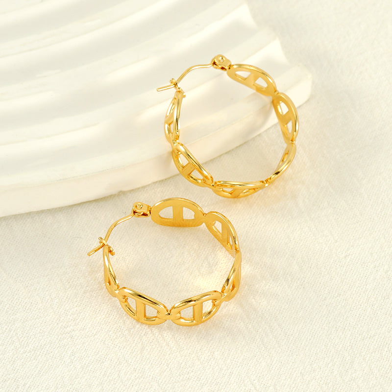 1 Piece Simple Style Geometric Polishing Plating Stainless Steel 18k Gold Plated Earrings