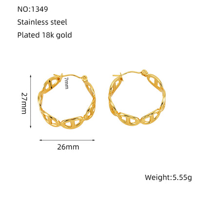 1 Piece Simple Style Geometric Polishing Plating Stainless Steel 18k Gold Plated Earrings