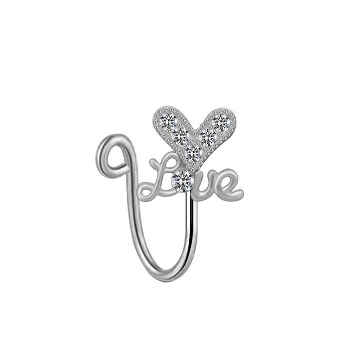 Elegant Cute Vacation Wings Butterfly Stainless Steel Copper White Gold Plated Rhinestones Zircon Nose Ring Nose Studs In Bulk