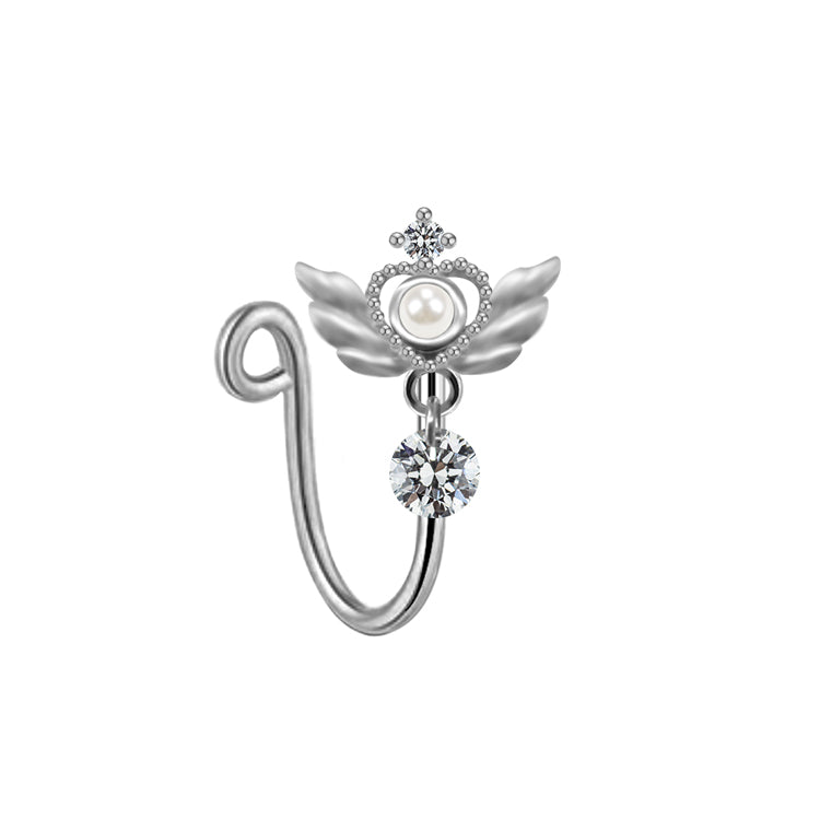 Elegant Cute Vacation Wings Butterfly Stainless Steel Copper White Gold Plated Rhinestones Zircon Nose Ring Nose Studs In Bulk