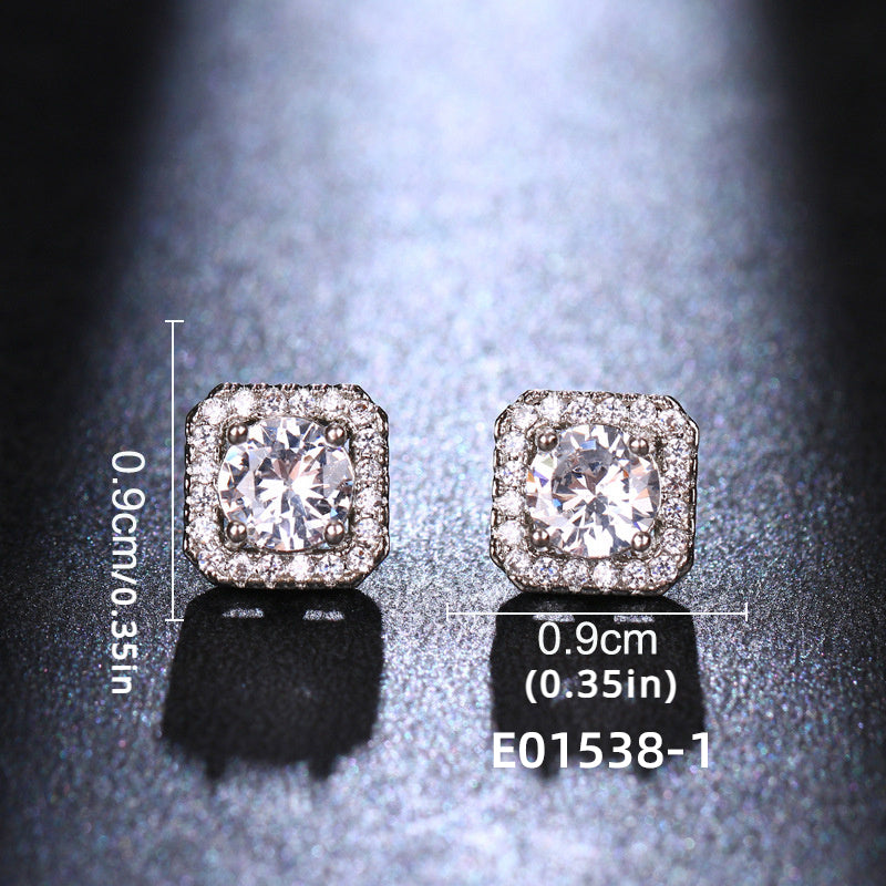 1 Pair Simple Style Square Plating Inlay Copper Zircon Ear Studs