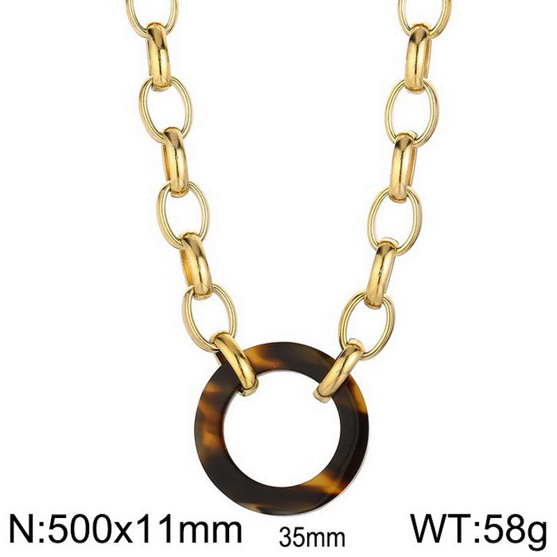 Fashion Round Stainless Steel Titanium Steel Plating Bracelets Necklace