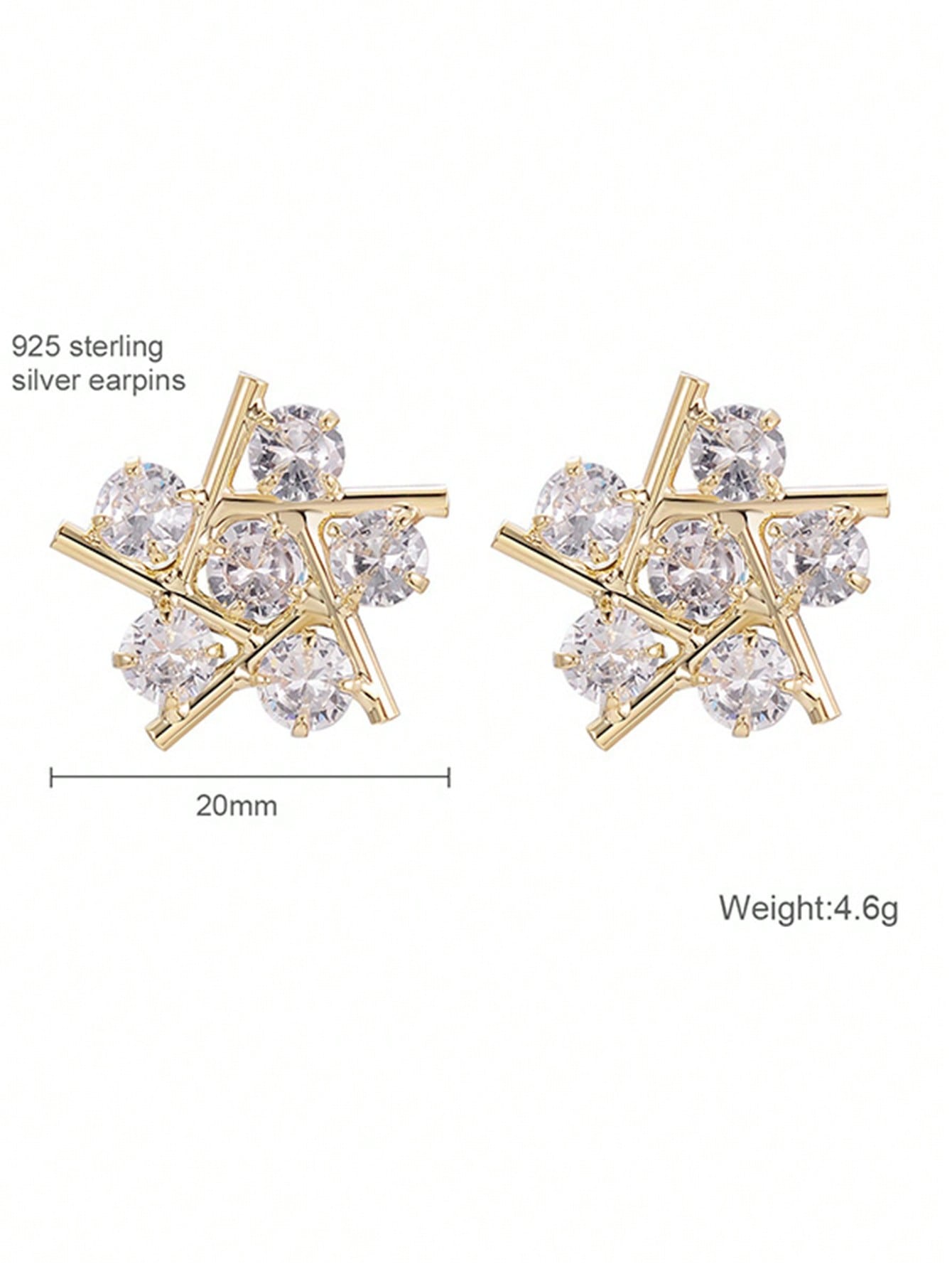 1 Pair Glam Shiny Geometric Plating Inlay Copper Zircon 14k Gold Plated Ear Studs