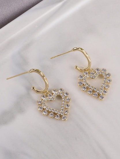 1 Pair Elegant Glam Heart Shape Plating Inlay Copper Zircon 18k Gold Plated Drop Earrings