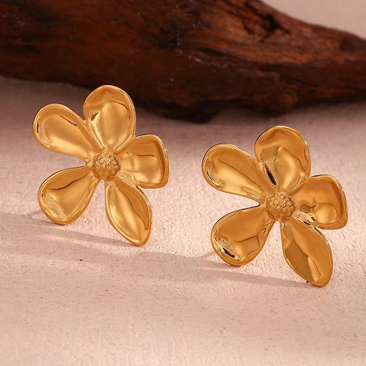 1 Pair Elegant Vintage Style Flower Plating Stainless Steel 18k Gold Plated Drop Earrings