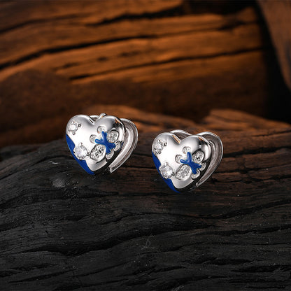 1 Pair Glam Heart Shape Epoxy Plating Inlay Copper Zircon White Gold Plated Earrings