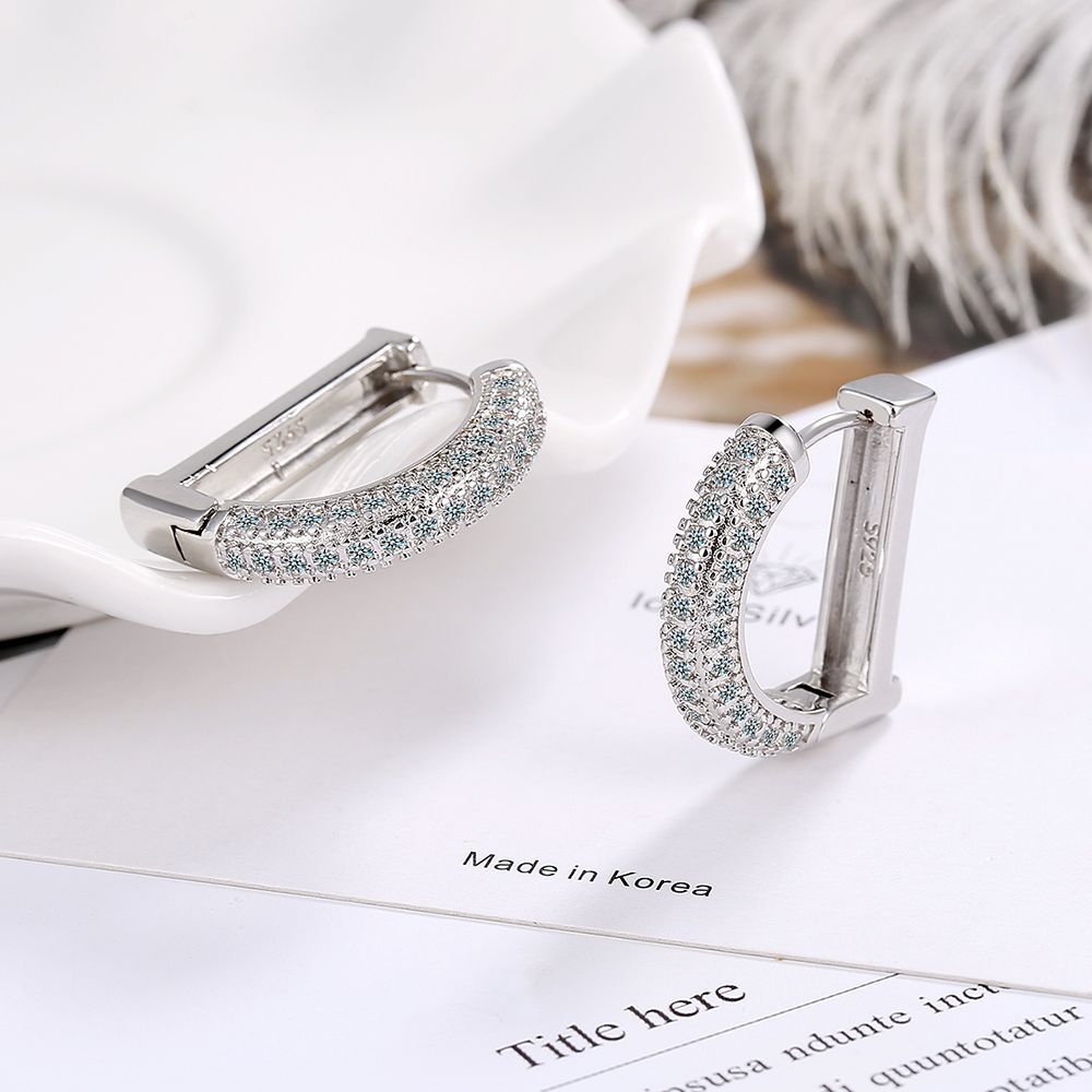 1 Piece Glam Solid Color Plating Inlay Copper Zircon White Gold Plated Earrings