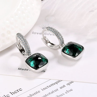 1 Piece Lady Square Plating Inlay Copper Zircon White Gold Plated Drop Earrings