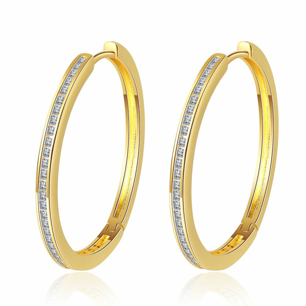 1 Pair Classic Style Round Plating Inlay Copper Zircon Gold Plated Earrings