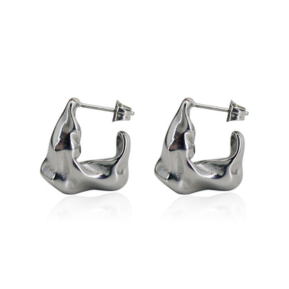 1 Pair Simple Style Irregular Pleated Titanium Steel Ear Studs