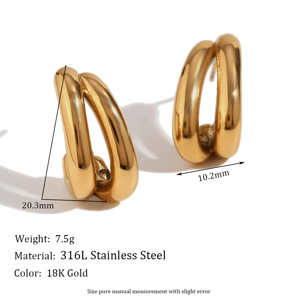 1 Pair Simple Style Classic Style Solid Color Plating Stainless Steel 18k Gold Plated Ear Studs