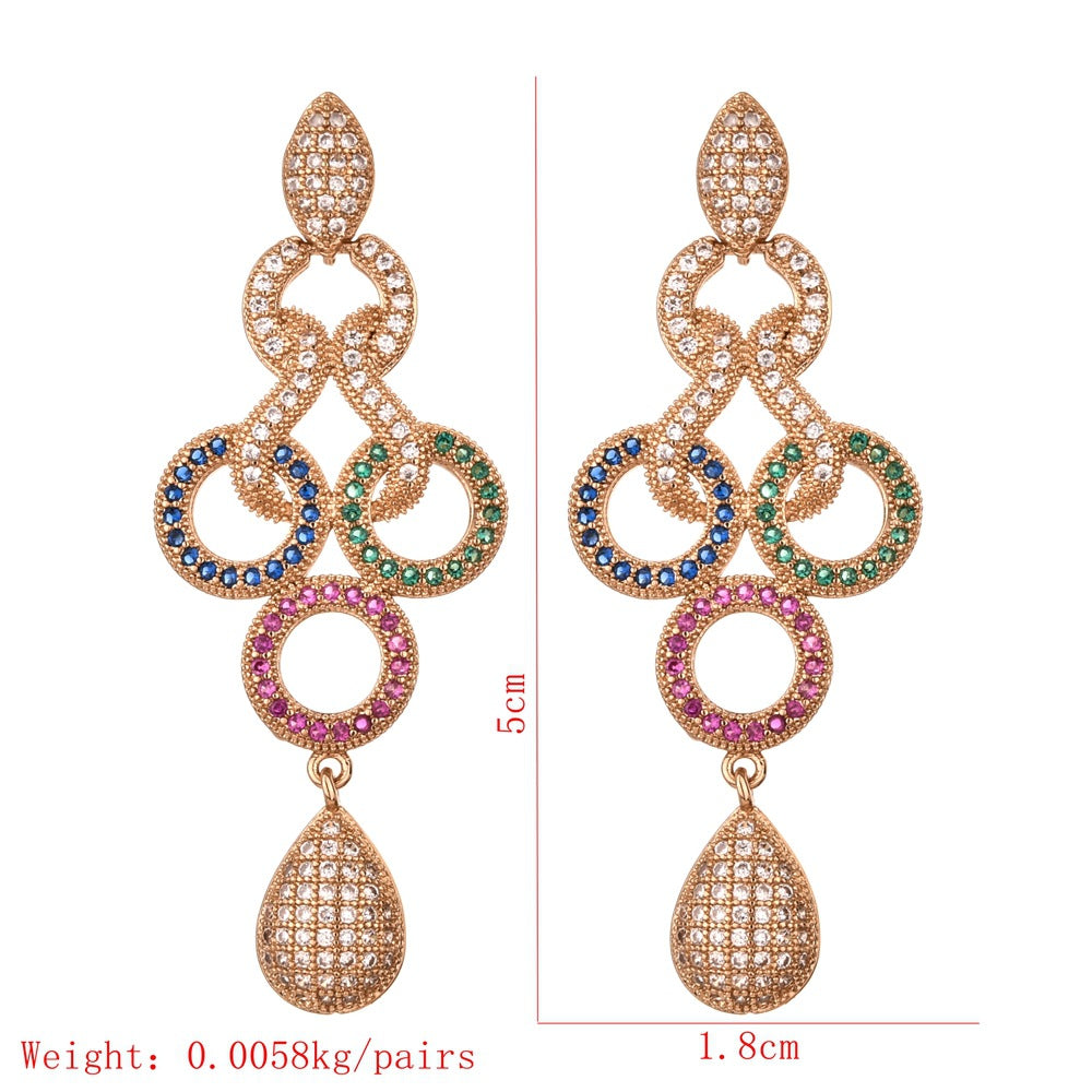 1 Pair Glam Luxurious Geometric Plating Inlay Copper Zircon 24k Gold Plated Drop Earrings