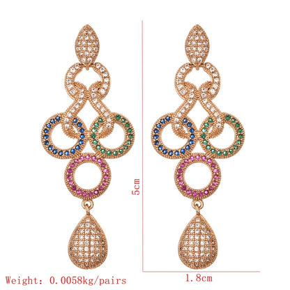 1 Pair Glam Luxurious Geometric Plating Inlay Copper Zircon 24k Gold Plated Drop Earrings