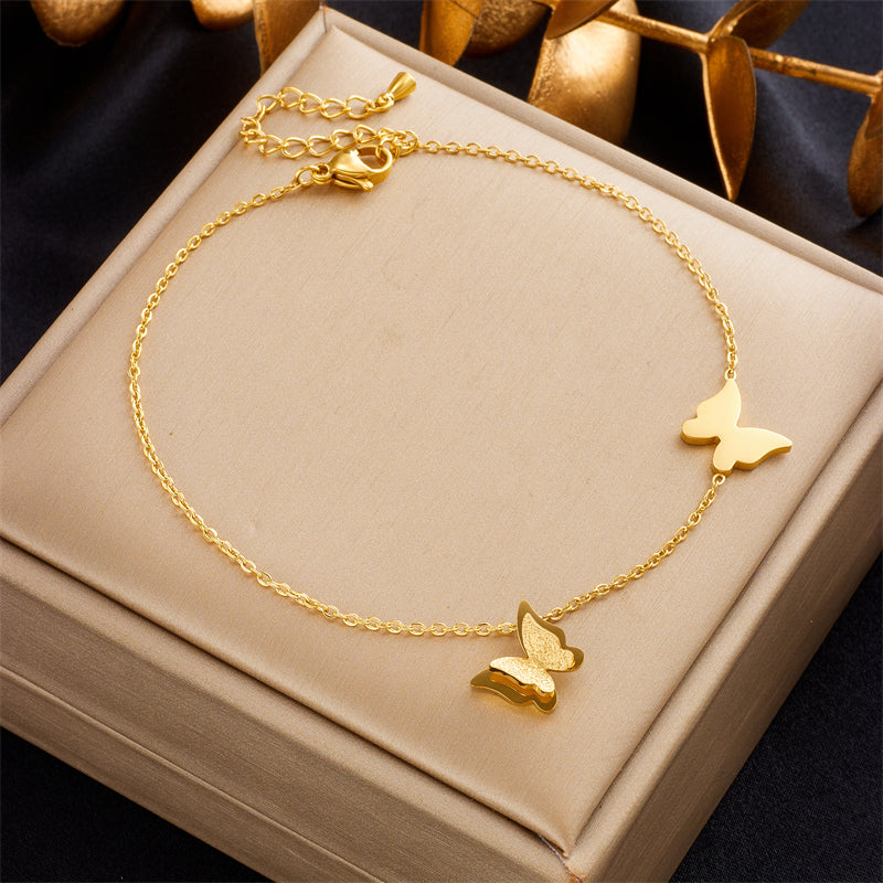 Simple Style Solid Color Titanium Steel Plating 18k Gold Plated Women's Anklet