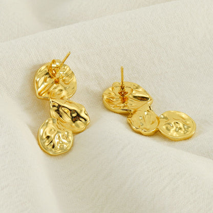 1 Pair Simple Style Commute Solid Color Plating Stainless Steel 18k Gold Plated Ear Studs