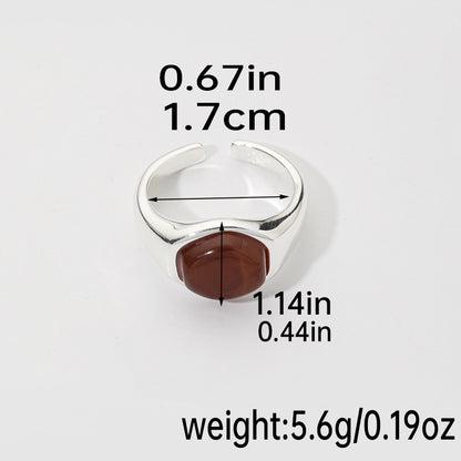 Elegant Solid Color Copper Inlay Natural Stone Freshwater Pearl Shell 18k Gold Plated Silver Plated Rings