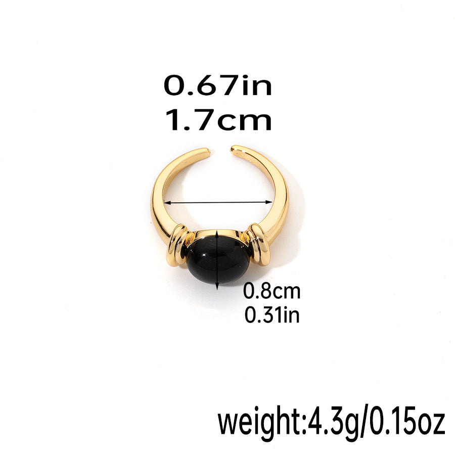 Elegant Solid Color Copper Inlay Natural Stone Freshwater Pearl Shell 18k Gold Plated Silver Plated Rings