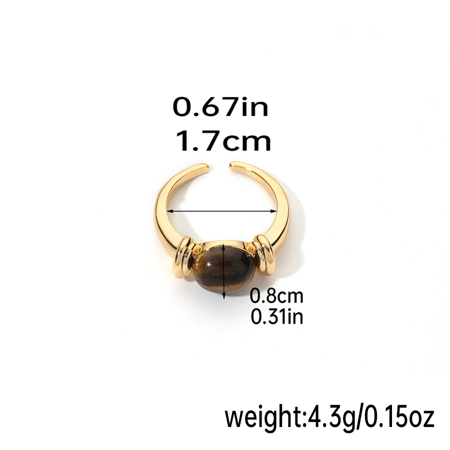 Elegant Solid Color Copper Inlay Natural Stone Freshwater Pearl Shell 18k Gold Plated Silver Plated Rings