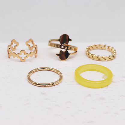 Ig Style Simple Style Heart Shape Alloy Resin Plating Gold Plated Women's Rings