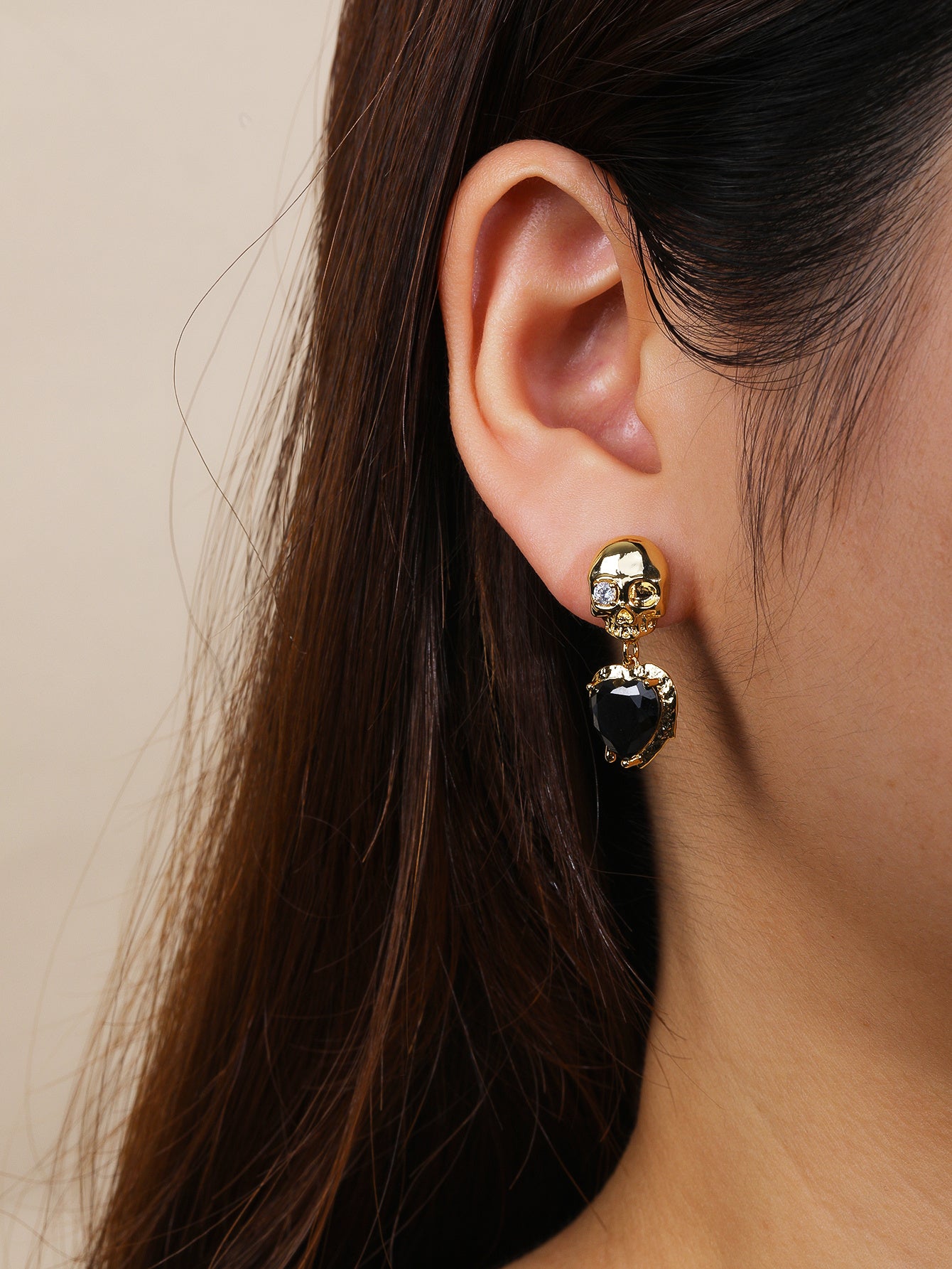 1 Pair Simple Style Skull Plating Inlay Copper Zircon 18k Gold Plated Drop Earrings