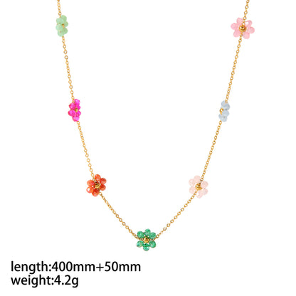 Simple Style Flower Stainless Steel Polishing Plating 18k Gold Plated Bracelets Anklet Necklace