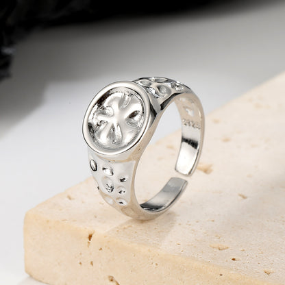 Simple Style Flower Copper Plating White Gold Plated Open Rings