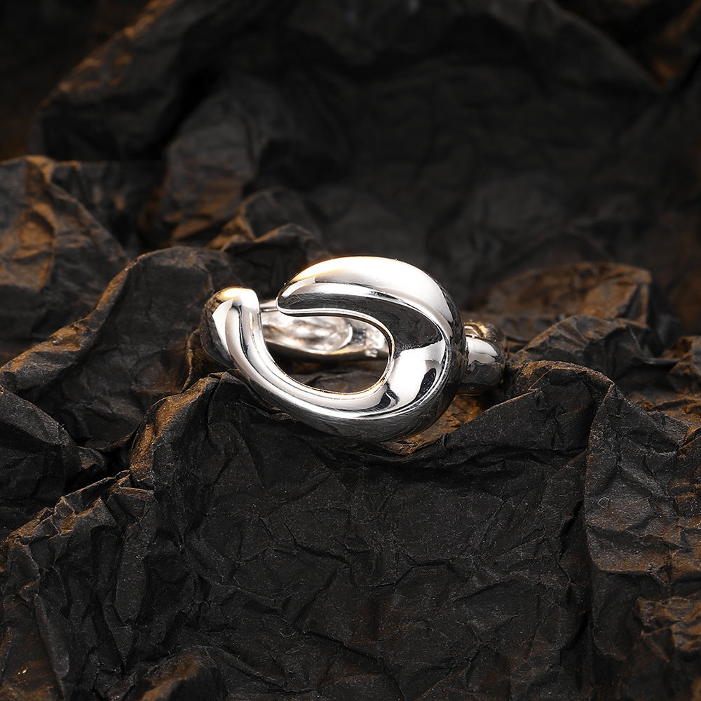 Simple Style Geometric Copper Asymmetrical Plating White Gold Plated Open Rings